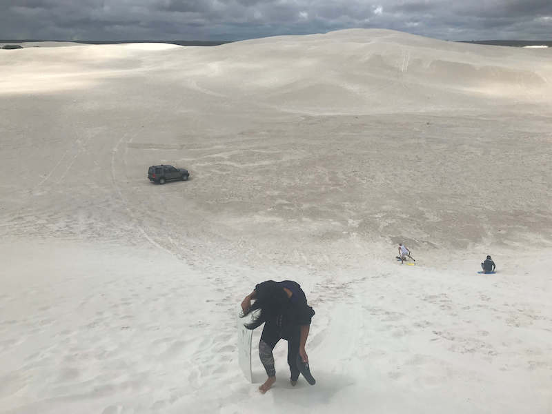 You have to climb up the sand hill after playing